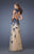 La Femme - 19922 Lace Appliqued Tulle Gown in Blue and Neutral