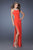 La Femme - 19930 Embellished High Halter Sheath Dress In Orange