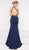 Colors Dress - 1995 Stylish Halter V-neck Trumpet Dress in Blue