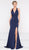 Colors Dress - 1995 Stylish Halter V-neck Trumpet Dress in Blue