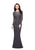 Primavera - 1996 Long Sleeve Sheer Beaded Sheath Gown in Gray