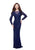 Primavera - 1996 Long Sleeve Sheer Beaded Sheath Gown in Blue