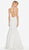 Ashley Lauren - 1485 Beaded Fringe Plunging V-neck Mermaid Dress In White