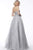 Jovani - 67051 Beaded Lace Bodice Glitter Tulle Ballgown In Silver