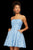 Sherri Hill - 53002 Beaded Lace Strapless Short A-line Dress In Blue