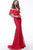 Jovani - JVN64116 Lace Off-Shoulder Mermaid Evening Dress In Red