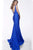 Jovani - 68474 V Neck Illusion Side Sexy Cutout Slit Evening Gown In Blue