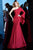 Jovani - 67644 One Shoulder Long Sleeve Glitter Evening Dress In Red
