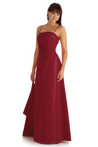 Alexia Designs - 2200 Sleeveless Beaded Trim Long Satin Dress In Red