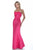Alexia Designs - 2944 Strapless Pleated Bust Brooch Accented Dress In Pink
