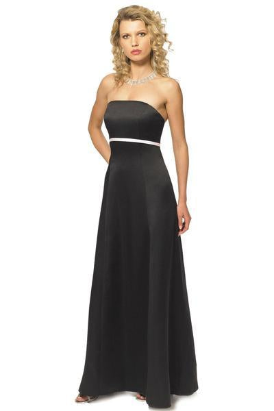 Alexia Designs - 610 Strapless Satin Button Accented A-line Gown In Black and Pink
