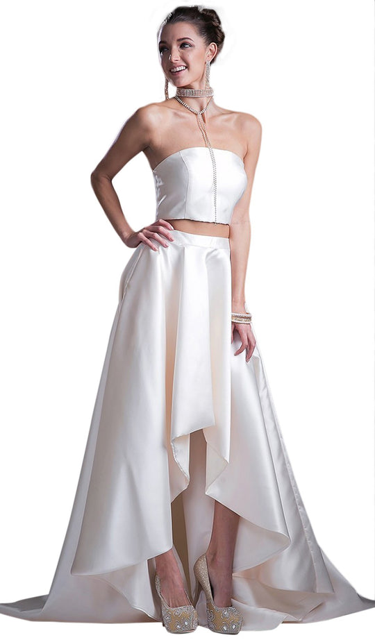 Cinderella Divine - Two-piece Strapless High Low Evening Gown