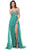 Jewel Ornate Strapless Sweetheart High Slit Gown