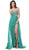 Cinderella Divine - Jewel Ornate Strapless Sweetheart High Slit Gown