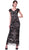 Cinderella Divine - V-neck Lace Overlay Sheath Evening Gown in Black and Nude
