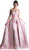 Strapless Floral Evening Gown