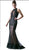 High Halter Neck Sheer Embellished Evening Gown
