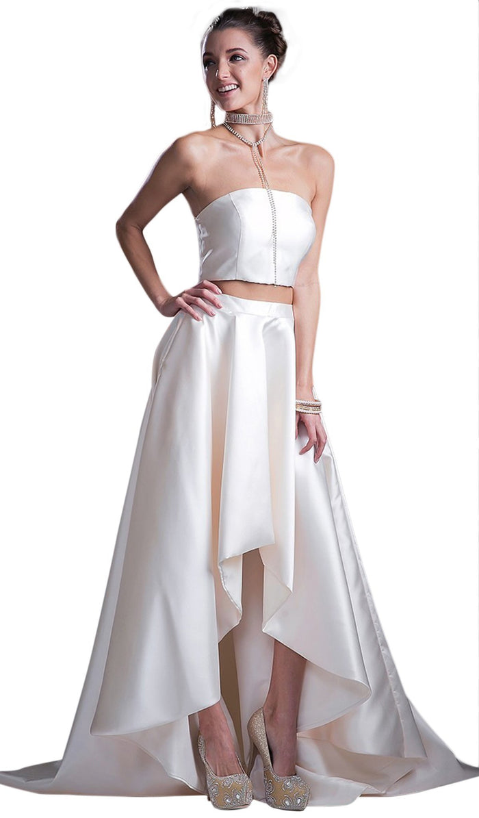 Two-piece Strapless High Low Evening Gown