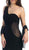 Eureka Fashion - 1843 Stone Embellished Asymmetric Sheath Dress in Black