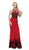 Black Contrast Appliqued Sheath Evening Gown - ADASA