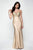 Blush - 11630 Embellished Lace V-neck Satin Trumpet Dress