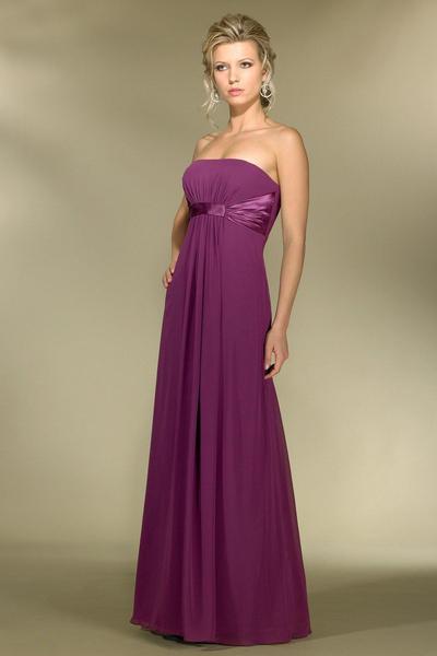 Alexia Designs - 2974 Strapless Empire Waist Chiffon A-Line Gown In Purple