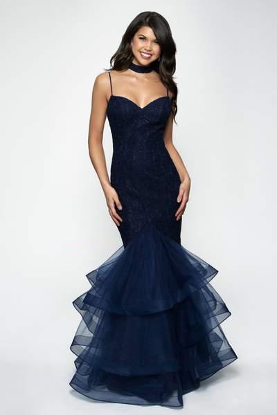 Blush by Alexia Designs - 11646 Beaded Lace Tiered Trumpet Gown