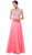 High Halter Pearl Adorned Bodice Chiffon Gown