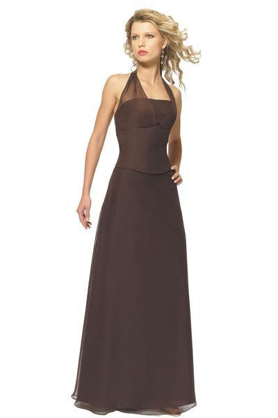 Alexia Designs - 2602 Illusion Halter Chiffon A-Line Dress In Brown