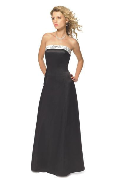 Alexia Designs - 2612 Strapless Lace Up back Two-Tone Satin Gown In Black and White