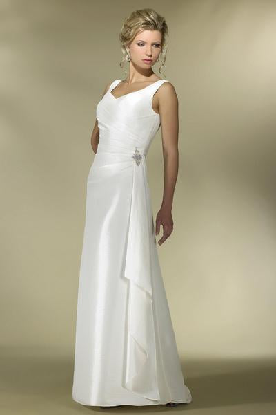 Alexia Designs - IB03 Pleated V-Neck A-Line Bridal Dress In White