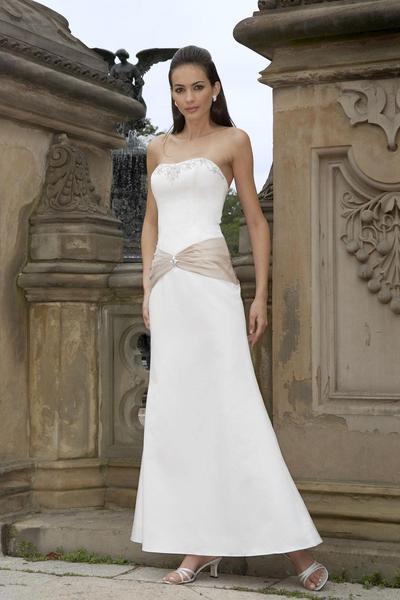 Alexia Designs - 2800 Embroidered Bodice Strapless Trumpet Dress In White and Neutral