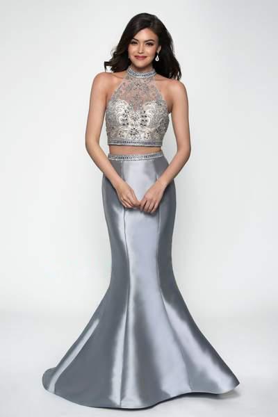 Blush - 11635 Cutout Back Beaded Illusion Mermaid Gown