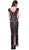 Cinderella Divine - V-neck Lace Overlay Sheath Evening Gown in Black and Nude