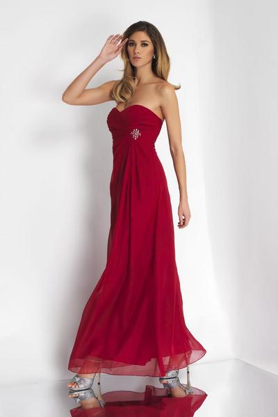 Alexia Designs - 4100 Strapless Empire Waist Chiffon Gown In Red