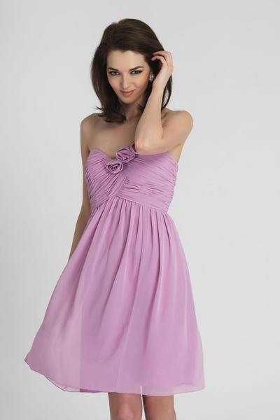 Alexia Designs - 4090 Floral Appliqued Shirred Chiffon Dress In Purple