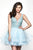 Blush - 11612 Bedazzled Deep V-neck Tulle A-line Dress
