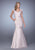 La Femme - 21664 Ruched Off-Shoulder/V-neck Mermaid Dress In Neutral