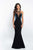 Blush - 11513 Halter Beaded Mesh Jersey Mermaid Dress In Black and Multi-Color