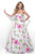 Blush - Dainty Sweetheart Floral Print A-Line Gown 5621 In White and Multi-Color