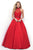 Blush - Bedazzled High Neck Ball Gown 5604 in Red