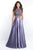Blush - 5651 Embellished High Halter A-line Dress In Purple and Gray
