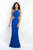 Intrigue - 415 Beaded High Halter Sheath Dress In Blue