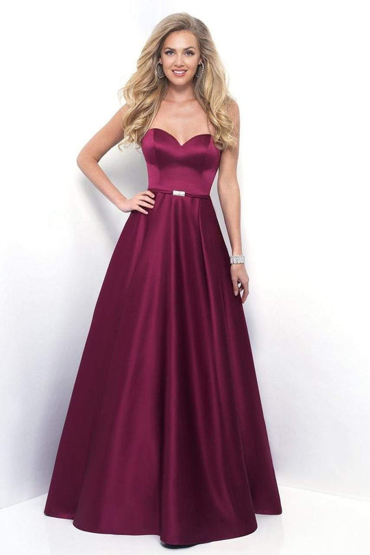 Blush - Brooch Accented Strapless Sweetheart A-Line Gown 5630 In Red