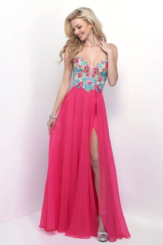 Blush - Sweetheart Chiffon A-Line Dress 11350 in Pink and Multi-Color