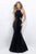 Blush - Sequined High Neck Mermaid Gown 11289 In Black and Silver
