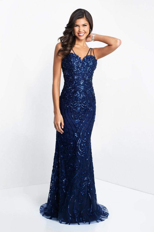 Intrigue - 409 Sequin Sweetheart Sheath Dress In Blue