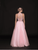 Colors Dress - 1832 Embellished Illusion Halter Ballgown in Pink