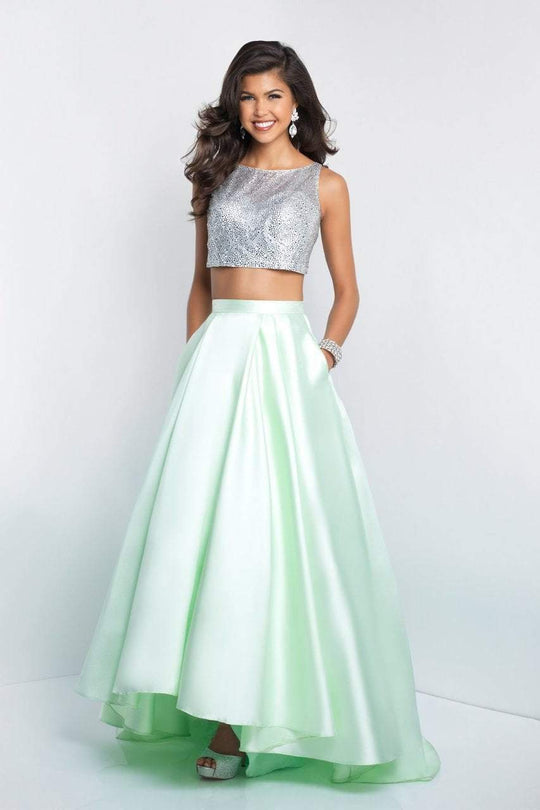 Intrigue - 419 Two Piece Bateau A-line Dress In Silver and Green