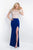 Blush - C1020 Crystal Beaded Jersey Sheath Dress In Neutral and Blue